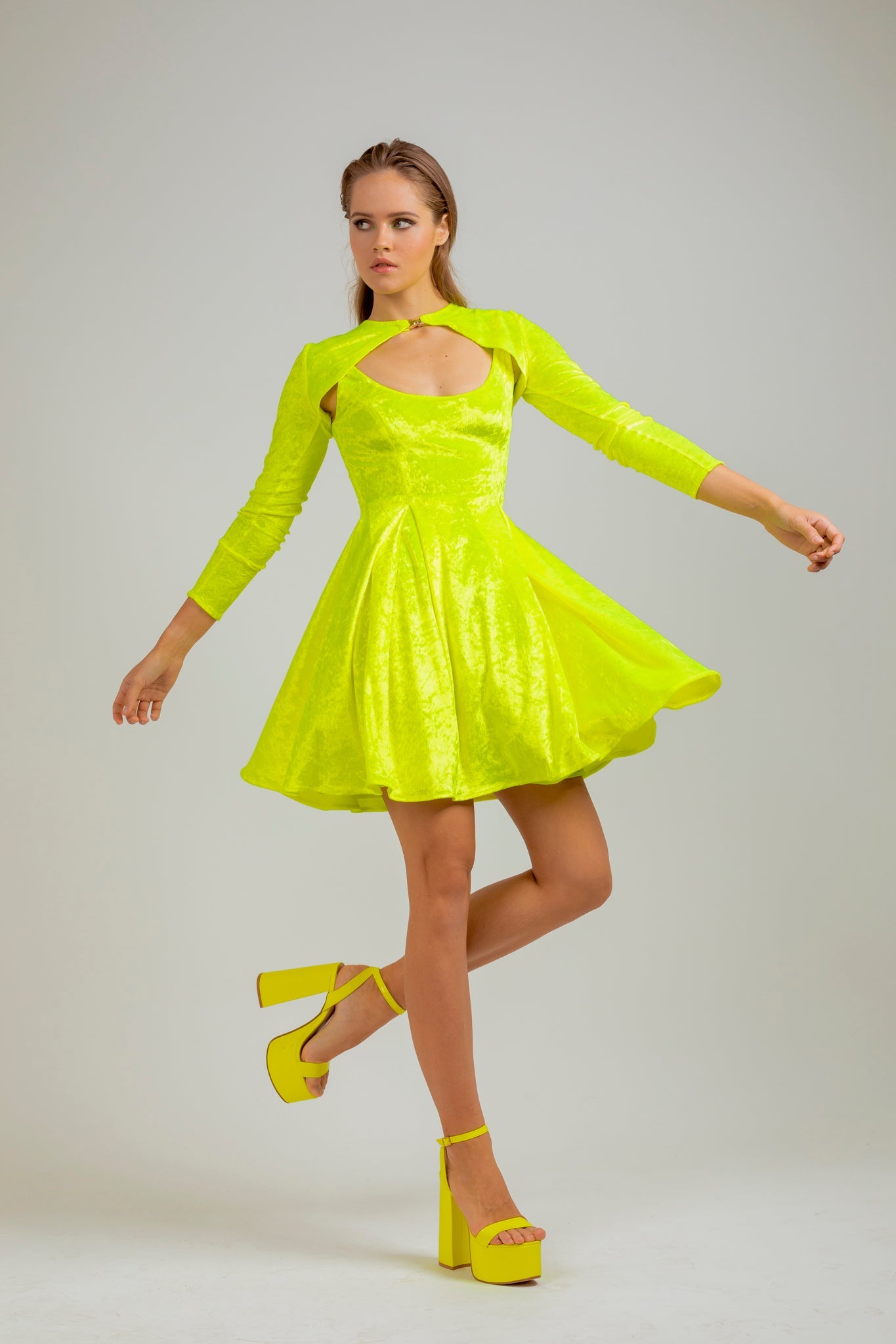 Yellow Fluo Velvet Dress